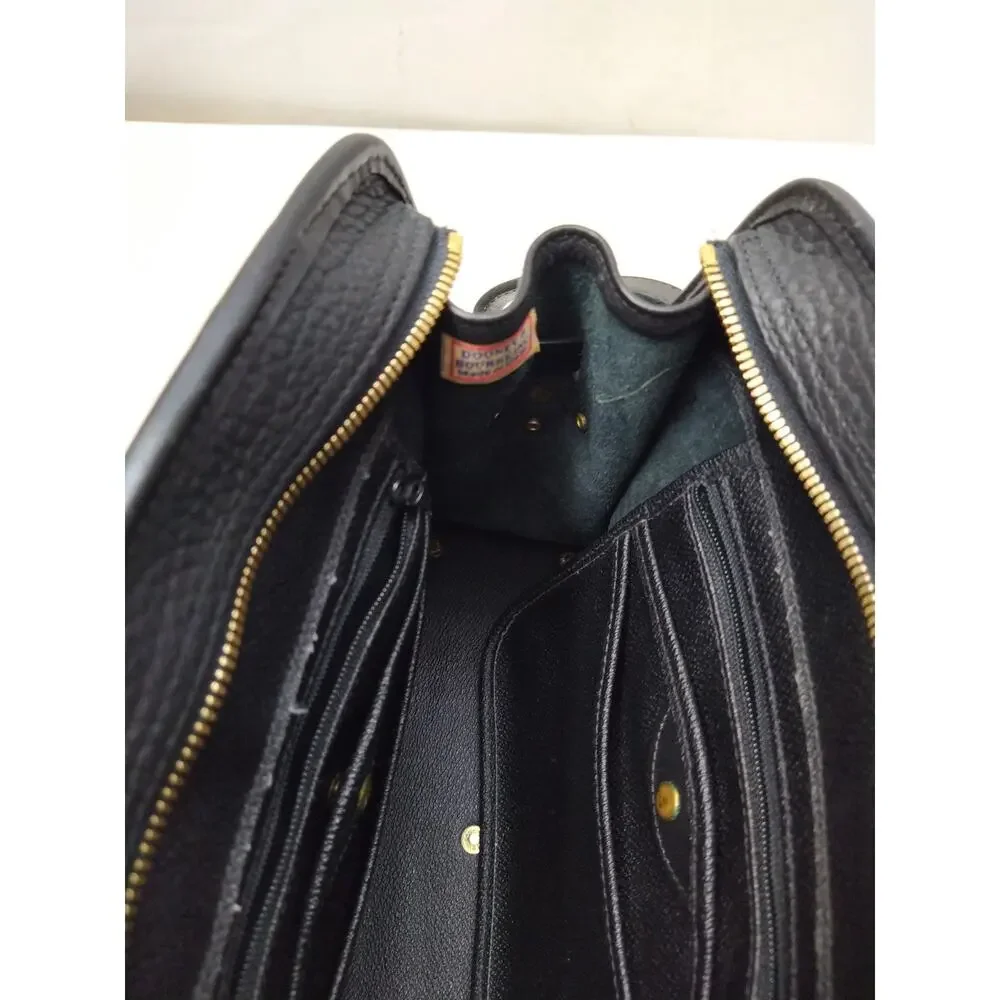 Doney & Bourke Black Leather Double Handles Zipper Satchel Bag - VTG_10